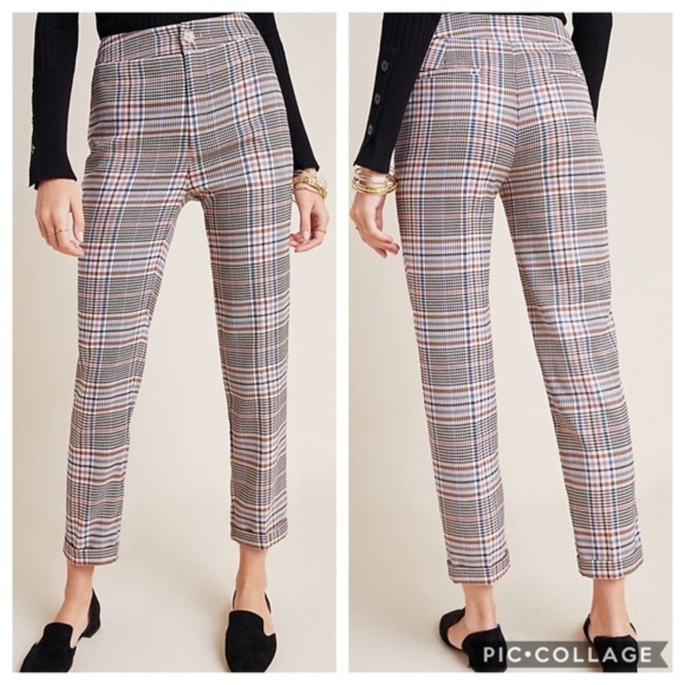 Anthropologie Malcom checked tapered trousers 12